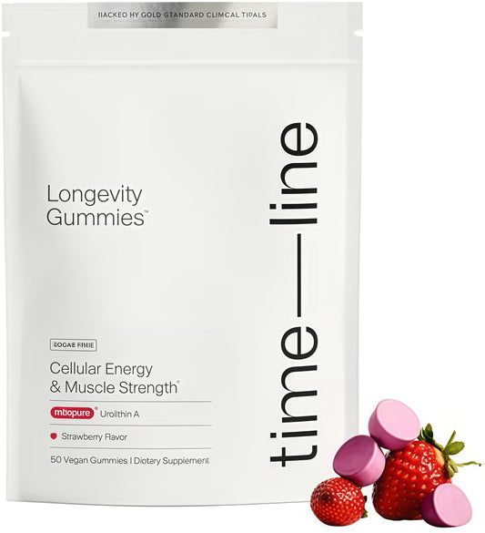 Timeline Mitopure Urolithin A Supplement Gummies - Clinically Proven Support for Healthy Aging and Cellular Renewal - Mitoceutical for Muscle Strength and Longevity