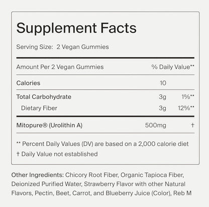 Timeline Mitopure Urolithin A Supplement Gummies - Clinically Proven Support for Healthy Aging and Cellular Renewal - Mitoceutical for Muscle Strength and Longevity